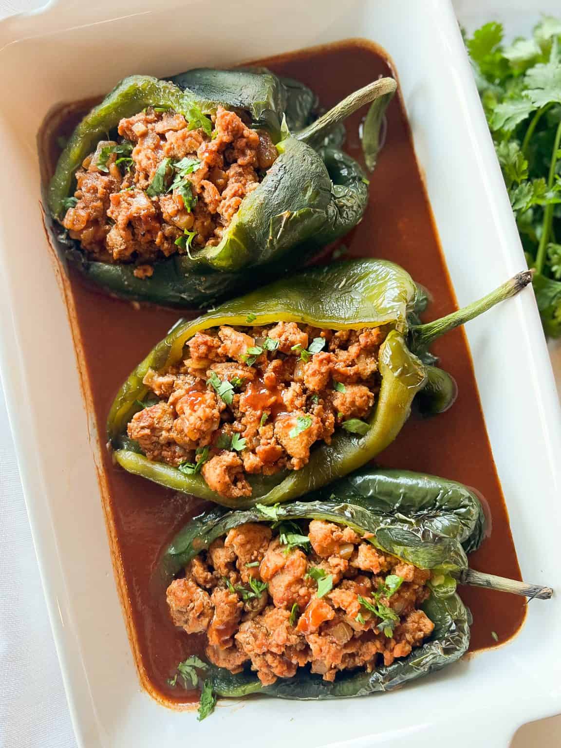 Enchilada Stuffed Poblano Peppers Whole 30 Paleo The Lovely Dish