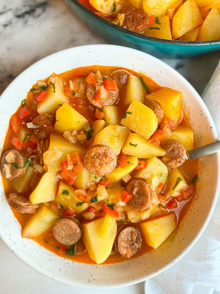 Sausage, Sweet Potato, and Kale Soup (Whole 30, Paleo) - The Lovely Dish